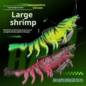 Nouveau 95mm 10g 9 couleurs artificiel TPE doux crevettes leurres de pêche naufrage Flick crevette lumineuse crevettes appâts doux pour bar de mer - Product Image 3