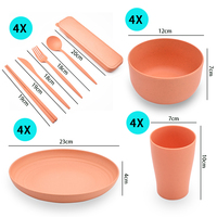 Vaisselle en paille de blé écologique biodégradable sans BPA réutilisable en vente chaude personnalisée Assiette à dîner Bol Tasse Ensemble de vaisselle