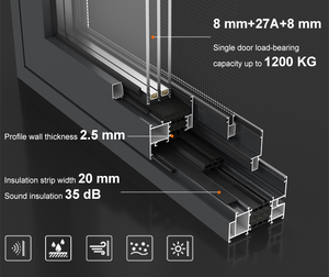 Portes intérieures en verre de salle de bains, portes à battants en aluminium à <span class=keywords><strong>double</strong></span> vitrage - Product Image 4