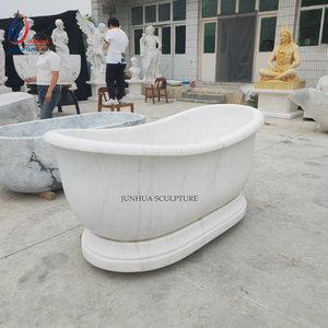 现代奢华独立式纯白色大理石浴室浴缸天然石材浴缸高抛光 - Product Image 2