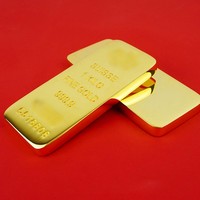 Coffret de lingots d'or 500g 1000g en laiton plaqué or dans une vitrine en acrylique transparente pour offrir en cadeau