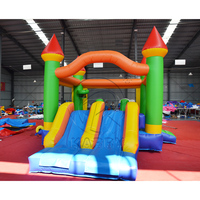 Château gonflable coloré KARRY KR12530 avec toboggan, panier de basket, aire de jeux pour enfants, fête d'anniversaire, événements en plein air