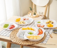 Vente en gros Plateau à bonbons incassable en mélamine durable blanc assiette carrée divisée snack fruits assiette à 5 compartiments