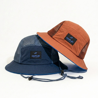 Casquette de pêche en maille personnalisée pour l'été et la plage, imperméable et respirante, avec étiquette tissée, pour la randonnée en extérieur, vente en gros de chapeaux bob avec cordon
