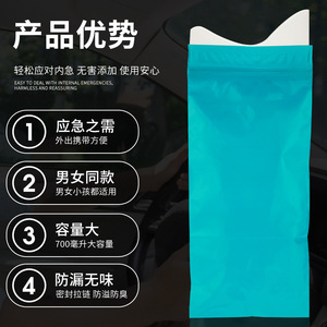 Sac à urine portable 700 ml pour les voyages et les situations d'urgence, type universel, pliable, jetable, auto-scellant - Product Image 1