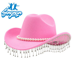 Hot Bachelorette Party Mariage Cowgirl Chapeaux pour Femmes Strass Gland Blanc Feutre Fedora <span class=keywords><strong>Cowboy</strong></span> Chapeau - Product Image 5