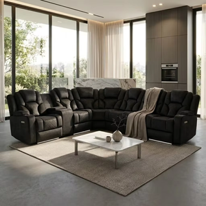 Hot Sell Factory Direct Modern Air Leather Electric Recliner <b>Sofa</b> Set Home Furniture With Bluetooth Speaker and Headrest - Product Image 1