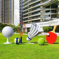 Sculpture géante de ballon sportif en fibre de verre, équipement de terrain de jeu extérieur personnalisé, grande statue sportive en PRV pour parc et école