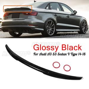 สปอยเลอร์หลัง ABS สีดำเงา สำหรับ Audi A3 และ S3 Sedan V Type 2014-2018 Highkick - Product Image 1