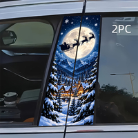 Autocollant de Noël pour montant B de voiture, motif traîneau du Père Noël et rennes, 2 pièces, décoration de colonne centrale de fenêtre de voiture pour les fêtes d'hiver, en PVC imperméable