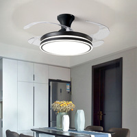 Ventilateur de plafond LED moderne et simple, grand modèle, à fréquence variable, avec lampe invisible, pour chambre à coucher, salon, lustre électrique domestique