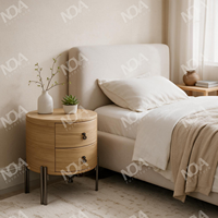 Table de chevet circulaire moderne avec pieds en métal et emballage assemblé, table de chevet pour appartement, villa, chambre à coucher