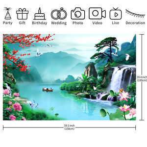 Papel Tapiz de Paisaje de Poliéster, Murales con Hermosas Escenas de Lagos, Flores y Cascadas, Fondo de Papel Tapiz para Decoración de Paredes <span class=keywords><strong>del</strong></span> Hogar - Product Image 5