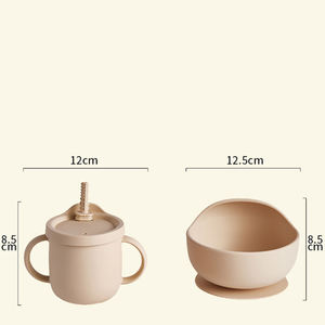 Recién llegado, juego de vajilla para bebé sin BPA, tazones, cuchara, babero, placa de succión dividida de silicona para bebé, juego de alimentación para destete de bebé - Product Image 6