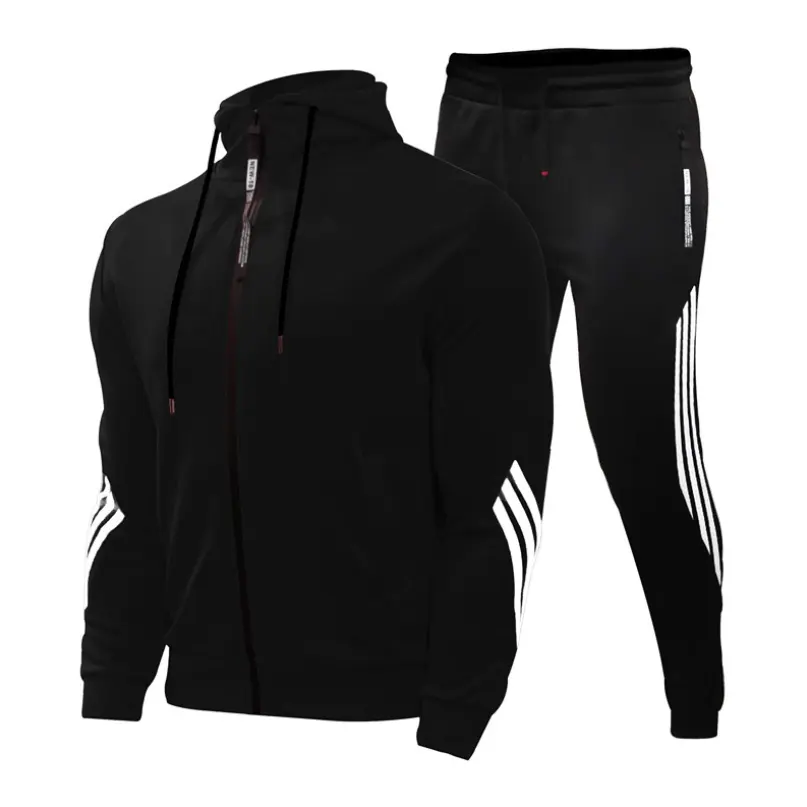 PASUXI Multiple Colors Men's Fashion Side Stripe Zipper Hoodies Set Spring Casual Men Gym Joggers Sets Sportswear