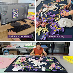 فن الرسم ديكو ثلاثي الأبعاد ورقي اصطناعي منحوت للجدران لعام موضوع الحصان فن جداري لردهة المنزل والفندق - Product Image 3