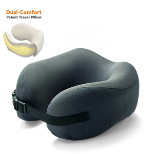 Almohada de viaje de lujo con soporte de contorno en forma de U con logotipo personalizado, almohada de cuello de viaje Premium con núcleo de espuma de memoria dual - Product Image 1