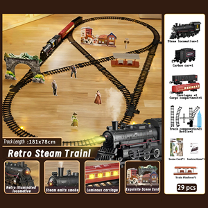 Pista <span class=keywords><strong>Trenino</strong></span> Elettrico Classico, Locomotiva <span class=keywords><strong>a</strong></span> <span class=keywords><strong>Vapore</strong></span> con Acqua per Fumo, Suoni e Luci Realistici - Product Image 6