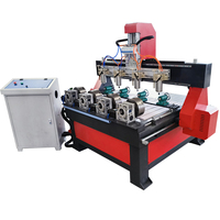 Routeur CNC 4 axes multi-têtes avec axe rotatif, machine de sculpture sur bois 3D pour la sculpture de pieds et de piliers de meubles