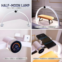 Lampe de Bureau LED Strass 48W, Écran Tactile Intelligent, Affichage Numérique, Lumière Demi-Lune pour Ongles, Cils et Extensions