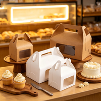 Boîte de boulangerie minimaliste en carton blanc avec fenêtre et poignée, emballage personnalisé pour desserts, biscuits, gâteaux, OEM ODM