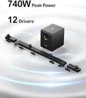   Système de barre de son Dolby Atmos 7.1.4 |   Puissance de 740 W, caisson de basses sans fil de 8 pouces, 360 °   Audio spatial pour téléviseur.