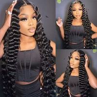 Perruques Lace Front Ondulées Profondes en Cheveux Humains, Sans Colle, avec Dentelle HD, Cheveux Vierges à Cuticules Alignées, Cheveux Bruts pour Femmes Noires, Perruque HD Lace