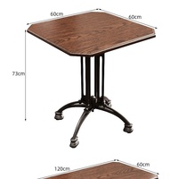 Set da Pranzo Quadrato in Legno Massello Stile Americano Retrò Antico con Struttura in Metallo Industriale per Ristoranti, Caffè e Bar Whiskey
