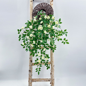 Artificial Rose <b>Vines</b> White Plastic Silk Flowers Wall Hanging Decor Indoor Outdoor Wedding Home Decoration - Product Image 3
