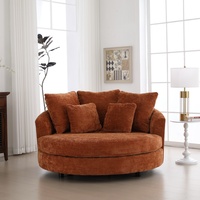 Modernes Einsitziges Chenille-Relaxsofa mit Gepolstertem Stoffbezug in Runder Form für Wohnzimmer und Schlafzimmer