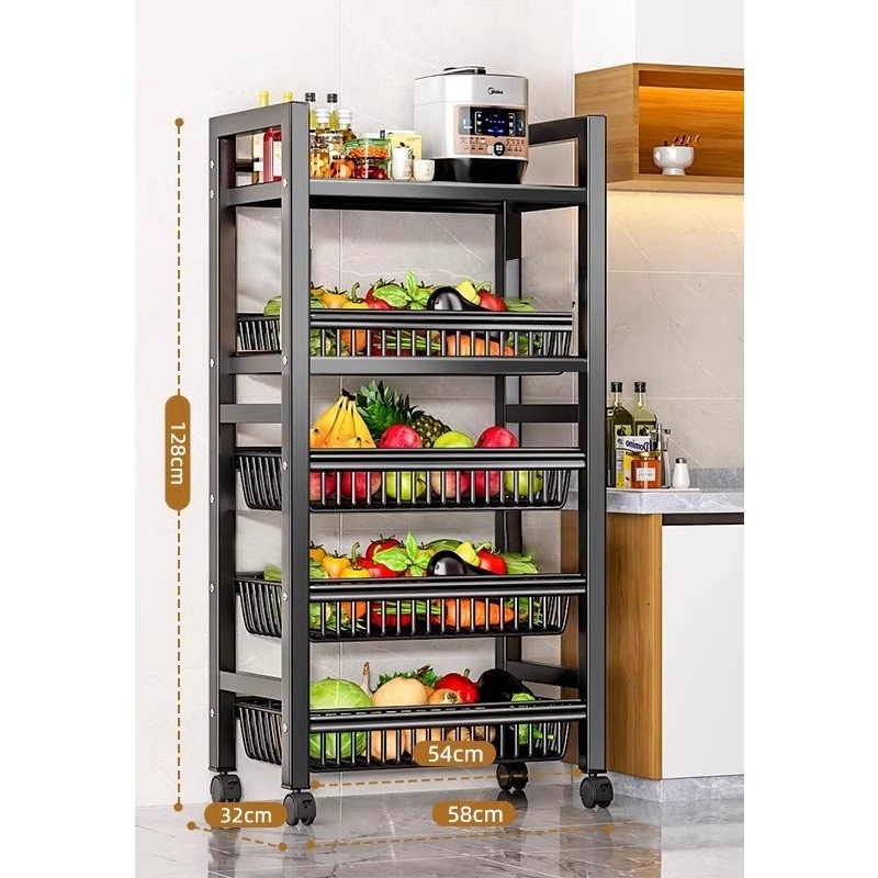 Nero 5 strati-lunghezza 58 cm-4 cestini 1 tavola