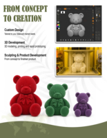 Figurine décorative en plastique floquée ours rouge enlacant un cœur, modèle artisanal avec LED, cadeau de Saint-Valentin ODM, vente en gros