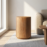 Table basse convertible moderne au design élégant avec motifs naturels, en bloc de MgO marron, pour l'extérieur et la maison