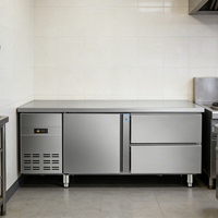 Réfrigérateur Yipomson Catering en acier inoxydable 201, usage commercial, 230L, 1 compartiment/2 tiroirs, dégivrage automatique, commande numérique