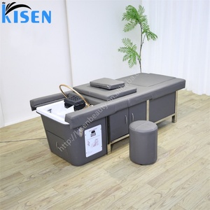Kisen Durable Shampoo Bed with Electric Adjustable Functions Foot Bath Head Spa Customized Salon Thai Massage Table with Cabinet - Product Image 5