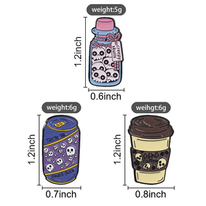 Pin de solapa de metal esmaltado de alta calidad con diseño de calavera y café, insignia personalizada, accesorio de joyería gótica al por mayor - Product Image 6