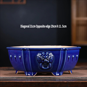 <span class=keywords><strong>Pot</strong></span> en céramique hexagonal avec glaçure craquelée de type céladon, <span class=keywords><strong>pot</strong></span> de fleurs décoratif à tête de bête chinoise pour plantes succulentes et bonsaïs à tiges anciennes - Product Image 4