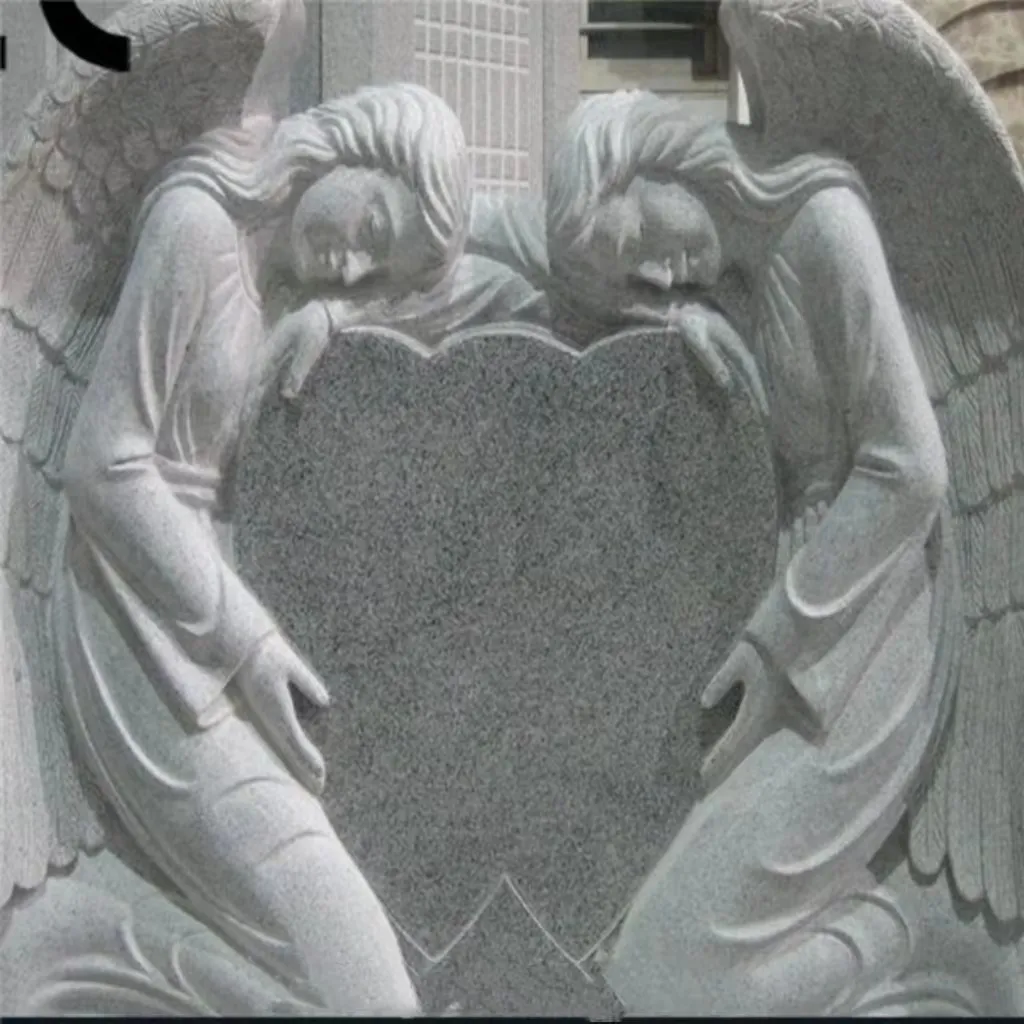 Preto granito duplo coração forma mármore lápide lápides e monumentos
