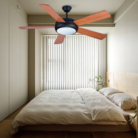 Customized Energy Saving 220V 52 Inch Ac Wood Ceiling Fan Remote Control Copper Ceiling Fan With Lighting