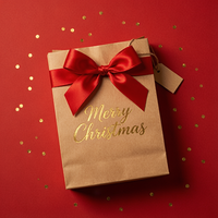 Sac en papier kraft personnalisé pour Noël, sac cadeau marron personnalisé, vente en gros, emballage cadeau de Noël, sac de shopping en vrac