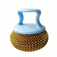 Éponge à récurer Sunshine Kitchen avec fil en acier inoxydable PET et boule en métal cuivre durable, forme de boule, poignées en laine pour casseroles