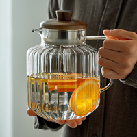 Carafe à eau en verre borosilicate épais, minimaliste, résistante à la chaleur, écologique, 1500 ml (50 oz), idéale pour le thé glacé, la limonade et les jus