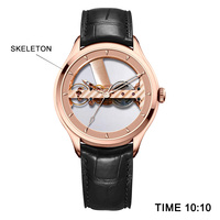 Montre mécanique squelette personnalisée avec logo OEM, or rose, acier inoxydable 316L, saphir, pour hommes, fabricants de montres à marque privée