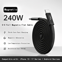 Câble TKT magnétique rétractable Type-C vers Type-C, gaine tressée, charge rapide 3A, transfert de données 480 Mbps, certifié MFi, 1 m pour iPhone