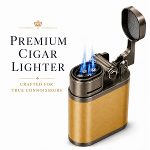 Encendedor de Cigarros Moderno de Aleación de Zinc con Logotipo Personalizado, Llama de 4 Jets, Recargable con Butano, Resistente al Viento, Portátil, Accesorios de Lujo para Cigarros - Product Image 1