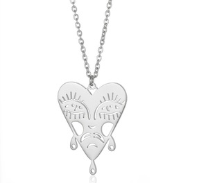 Collana con Ciondolo a Cuore Cavo in Titanio 316L all'Ingrosso per Donna Uomo Amante, Gioielli Anti-Appannamento - Product Image 2