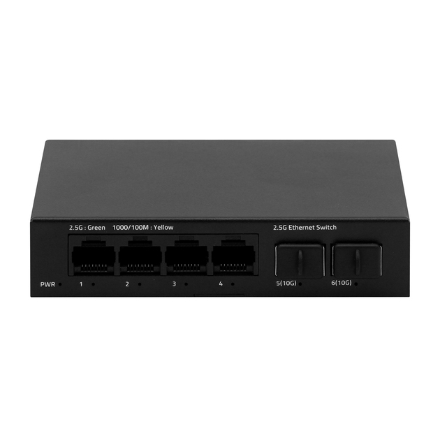 2.5G 6-Port Gigabit Metal Unmanaged Network Switch with 2 Gigabit SFP 4 Gigabit Ethernet FCC Certified