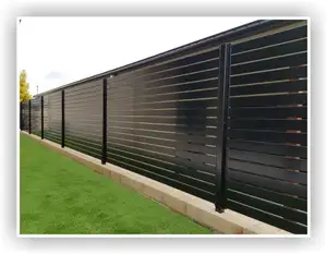 Custom size Long life powder Coating Dark Grey Aluminum Slat Fence Dark Aluminum Privacy Fence garden fence