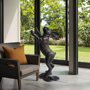 Estatuilla de conejo saltador de aluminio fundido, decoración de jardín al aire libre, mejora de la estética, artesanías de Metal, <span class=keywords><strong>liebre</strong></span> de pie para jardín - Product Image 2