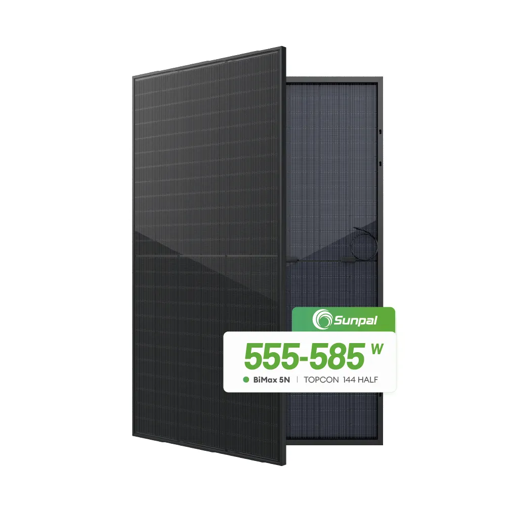 Sunpal Panel surya TOPCON murah, Panel surya 550W 560W 570W atap semua Panel surya hitam untuk seluruh sistem energi rumah